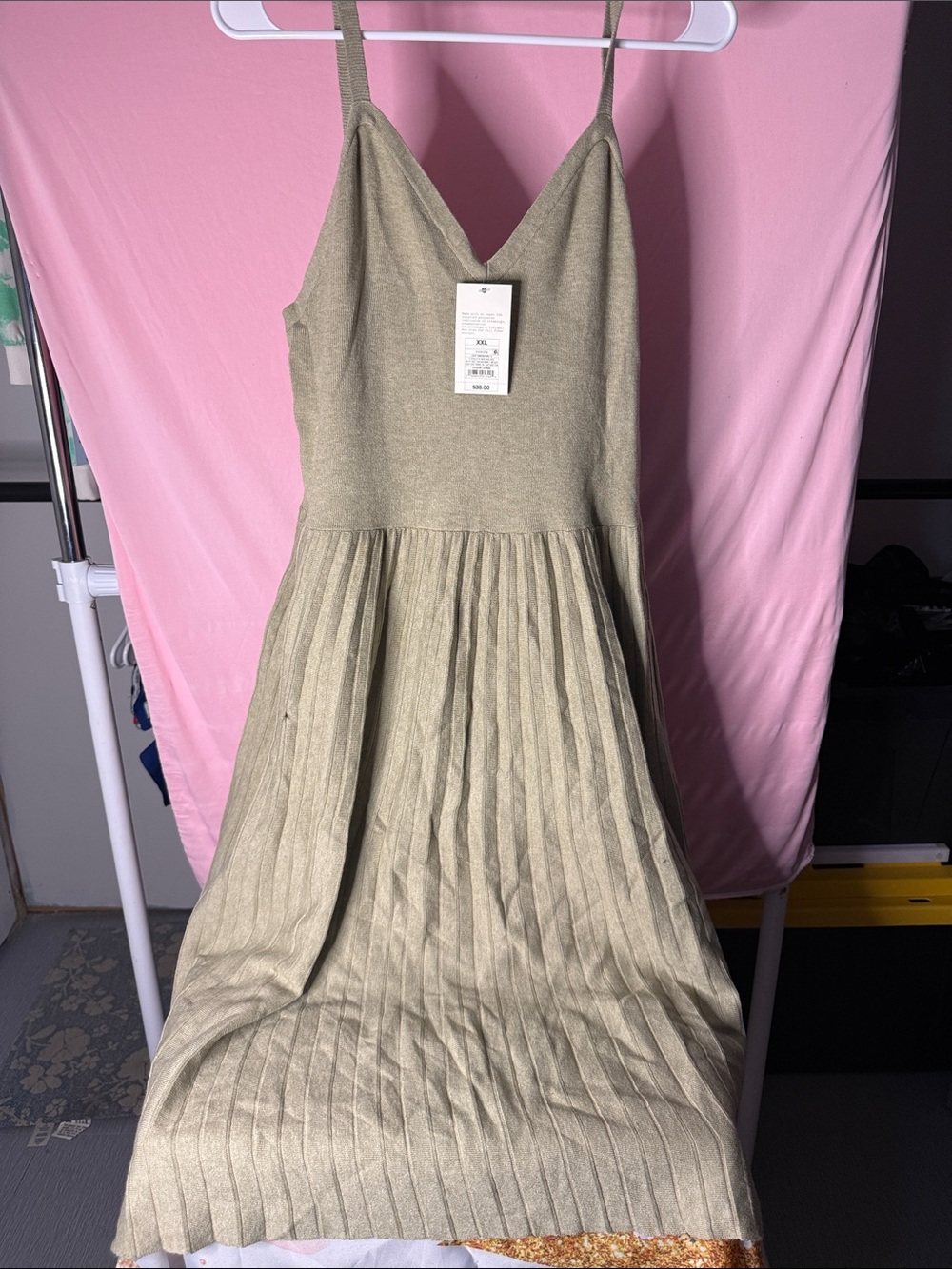 Target Olive Green Sleeveless Pleated Midi Dress